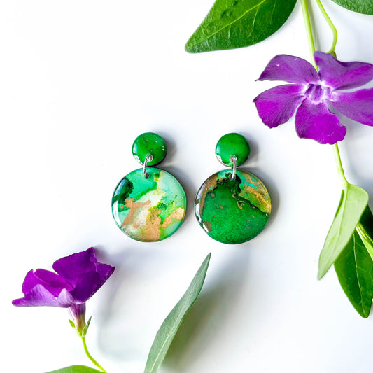 Circle Drop Earrings - Green Mix - Rainbow Collection