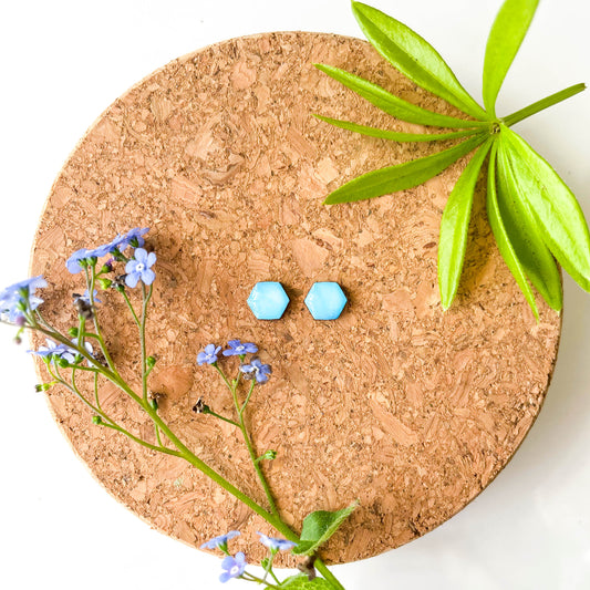 Hexagon Stud Earrings - Blue Mix - Rainbow Collection