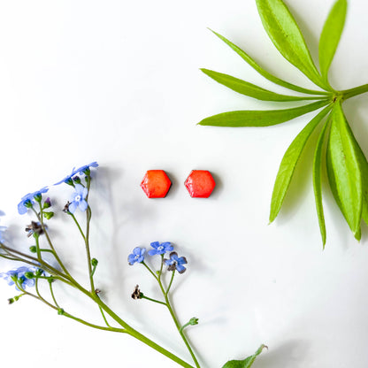 Hexagon Stud Earrings - Orange Mix - Rainbow Collection