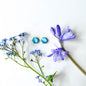 Hexagon Stud Earrings - Blue Mix - Alcohol Ink - END OF LINE