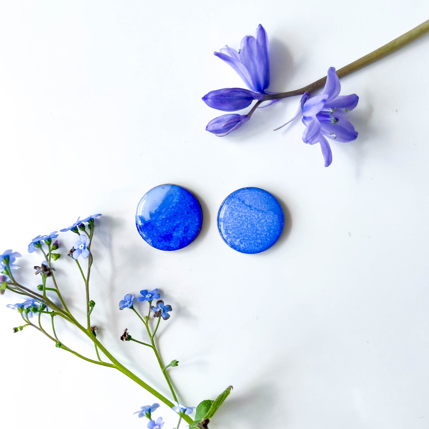 Large Circle Stud Earrings - Blue Mix - Rainbow Collection