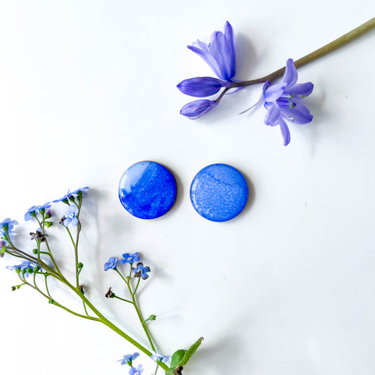 Large Circle Stud Earrings - Blue Mix - Rainbow Collection