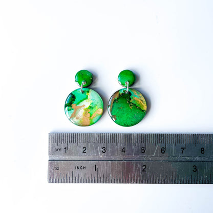 Circle Drop Earrings - Green Mix - Rainbow Collection