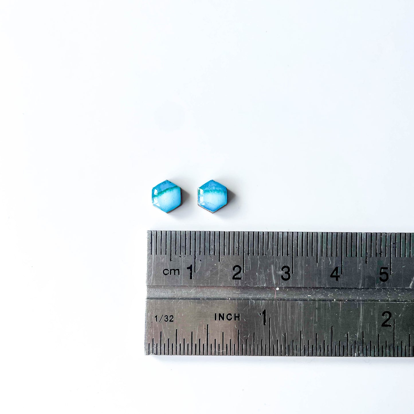 Hexagon Stud Earrings - Blue Mix - Rainbow Collection