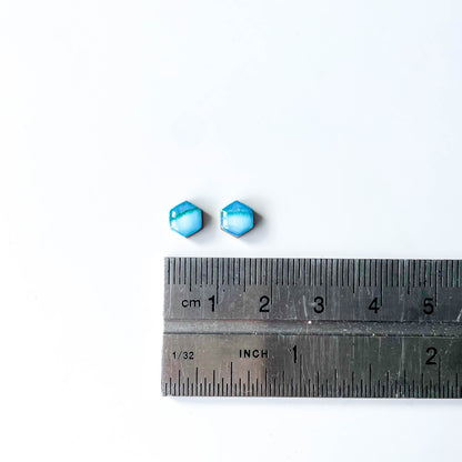 Hexagon Stud Earrings - Blue Mix - Rainbow Collection
