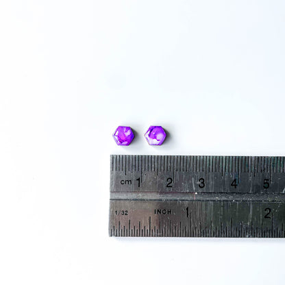 Hexagon Stud Earrings - Purple Mix - Rainbow Collection