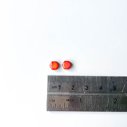 Hexagon Stud Earrings - Orange Mix - Rainbow Collection