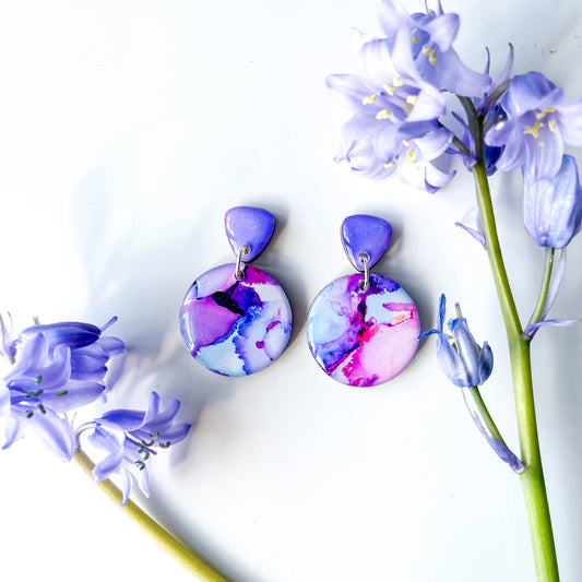 Circle Drop Earrings - Purple Mix - Rainbow Collection
