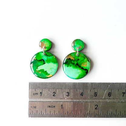 Circle Drop Earrings - Green Mix - Rainbow Collection