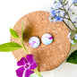 Large Circle Stud Earrings - Purple Mix - Alcohol Ink - END OF LINE