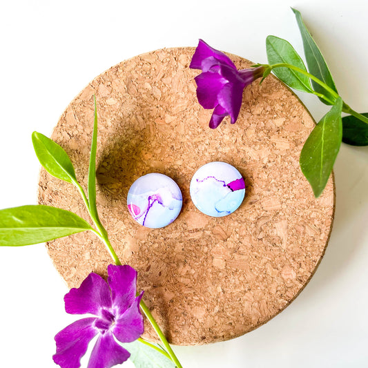 Large Circle Stud Earrings - Purple Mix - Rainbow Collection