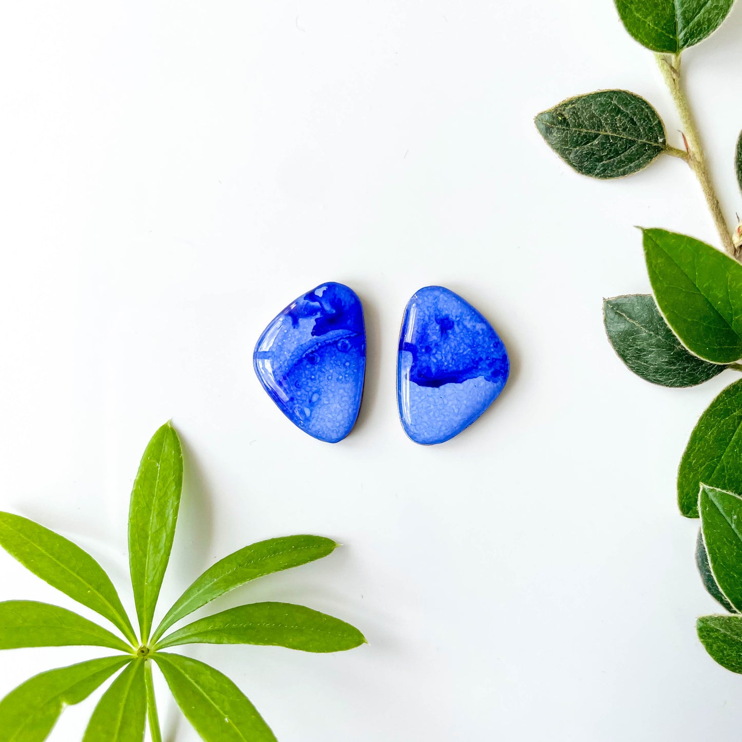 Large Pebble Stud Earrings - Blue Mix - Rainbow Collection