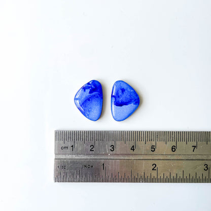 Large Pebble Stud Earrings - Blue Mix - Rainbow Collection
