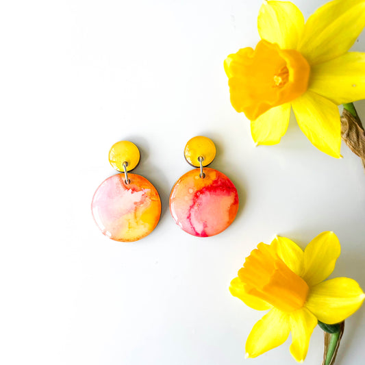 Circle Drop Earrings - Orange Mix - Rainbow Collection