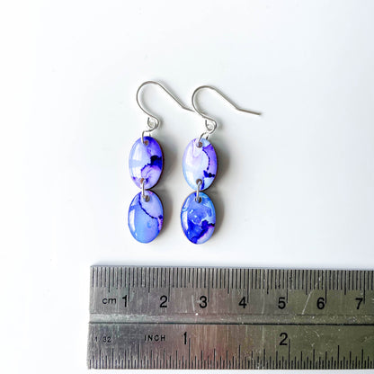Double Oval Drop Earrings - Purple Mix - Rainbow Collection