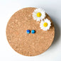 Hexagon Stud Earrings - Blue Mix - Alcohol Ink - END OF LINE