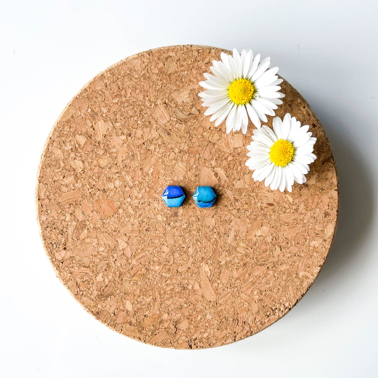 Hexagon Stud Earrings - Blue Mix - Rainbow Collection