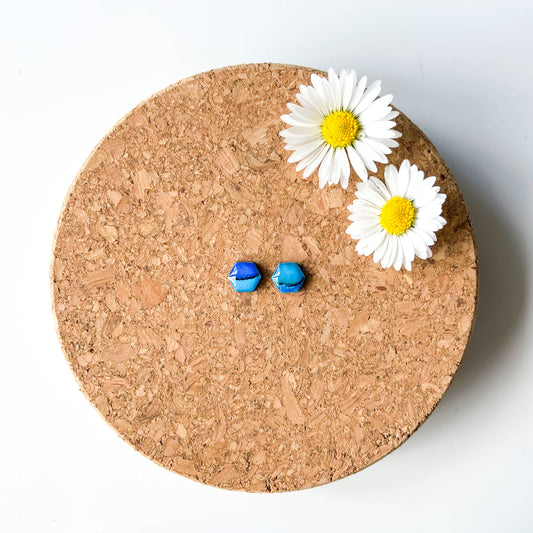 Hexagon Stud Earrings - Blue Mix - Rainbow Collection