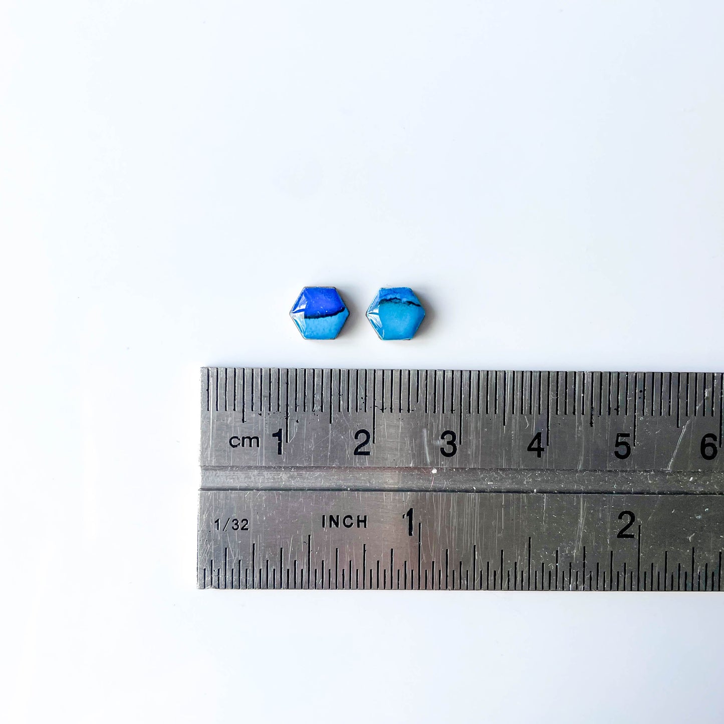 Hexagon Stud Earrings - Blue Mix - Rainbow Collection