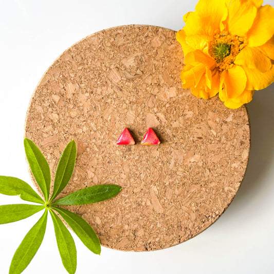 Triangle Stud Earrings - Red Mix - Rainbow Collection