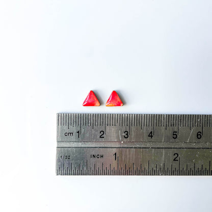 Triangle Stud Earrings - Red Mix - Rainbow Collection
