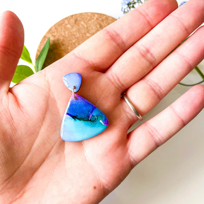 Rounded Triangle Drop Earrings - Aqua Mix - Rainbow Collection