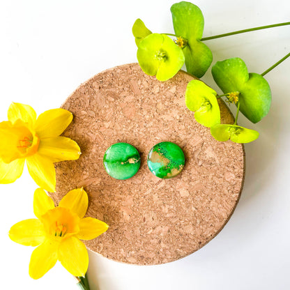 Large Circle Stud Earrings - Green Mix - Rainbow Collection