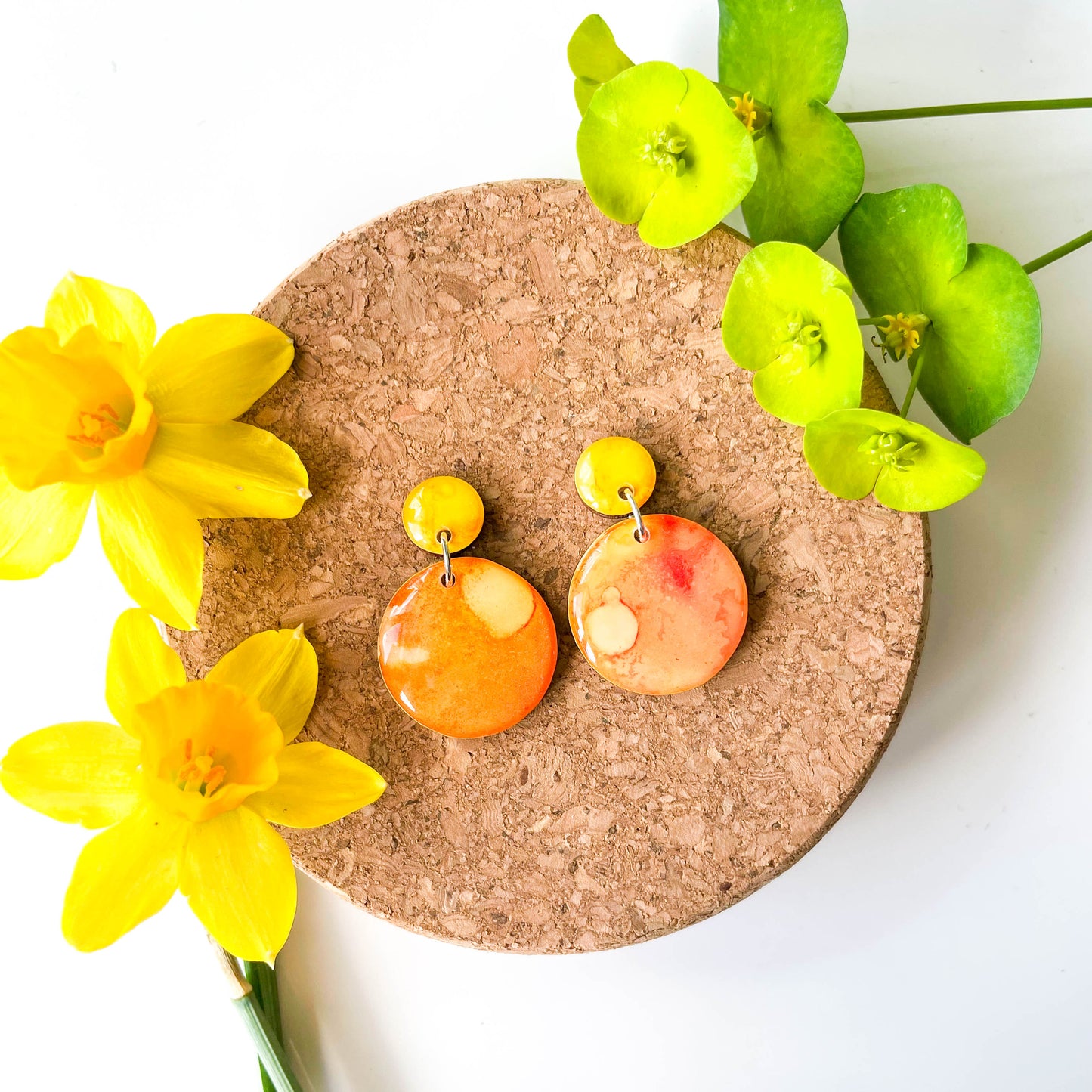 Circle Drop Earrings - Orange Mix - Rainbow Collection
