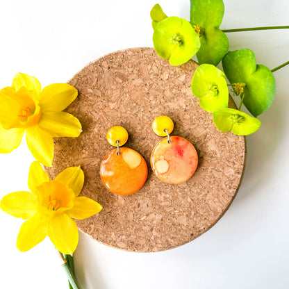 Circle Drop Earrings - Orange Mix - Rainbow Collection