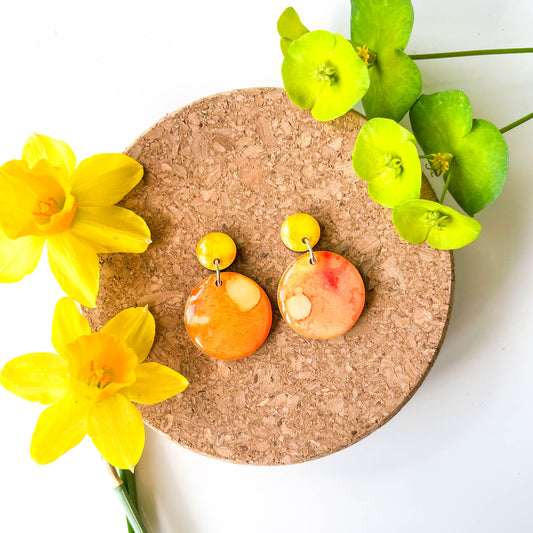 Circle Drop Earrings - Orange Mix - Rainbow Collection