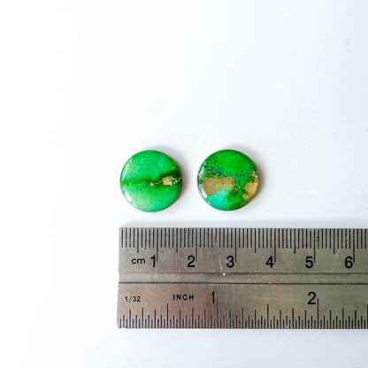 Large Circle Stud Earrings - Green Mix - Rainbow Collection