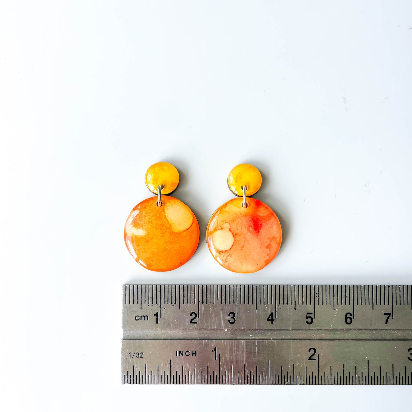 Circle Drop Earrings - Orange Mix - Rainbow Collection