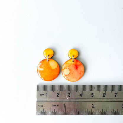Circle Drop Earrings - Orange Mix - Rainbow Collection