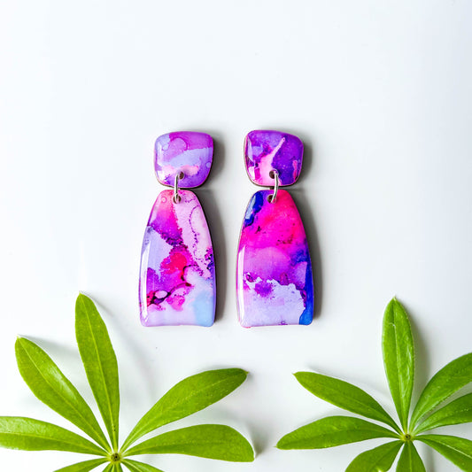 Tapered Arch Drop Earrings - Purple Mix - Rainbow Collection