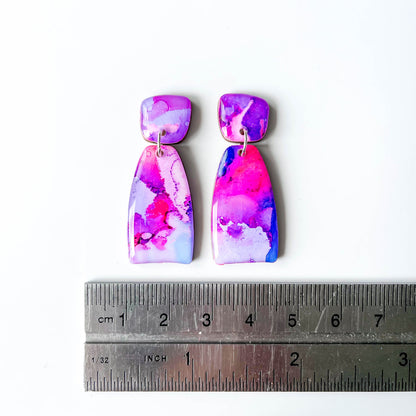 Tapered Arch Drop Earrings - Purple Mix - Rainbow Collection
