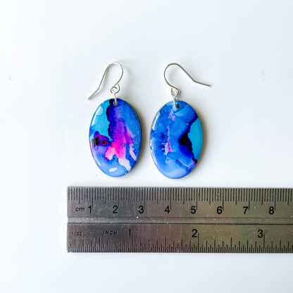 Large Oval Drop Earrings - Blue Mix - Rainbow Collection