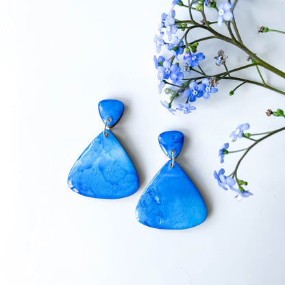 Rounded Triangle Drop Earrings - Blue Mix - Rainbow Collection