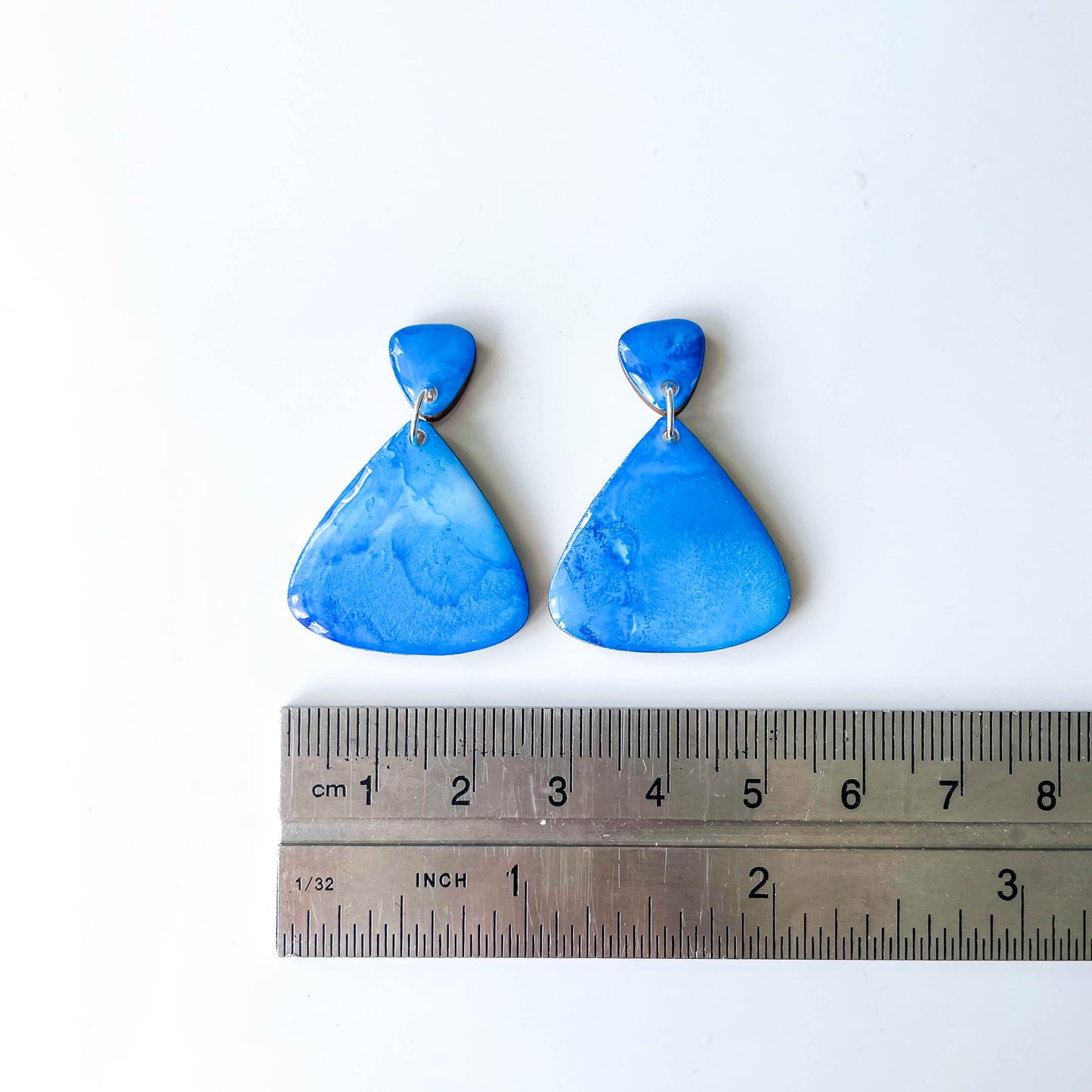 Rounded Triangle Drop Earrings - Blue Mix - Rainbow Collection