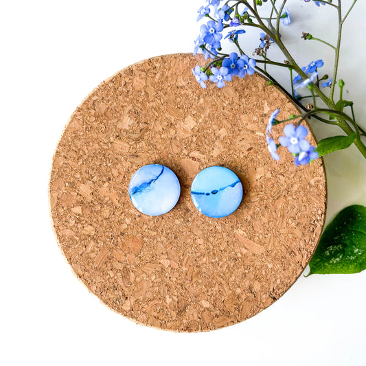 Large Circle Stud Earrings - Blue Mix - Rainbow Collection