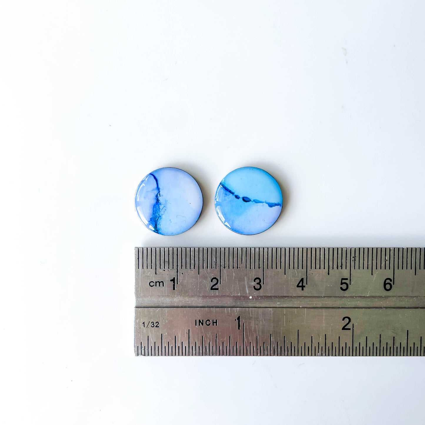 Large Circle Stud Earrings - Blue Mix - Rainbow Collection