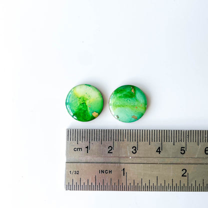 Large Circle Stud Earrings - Green Mix - Rainbow Collection