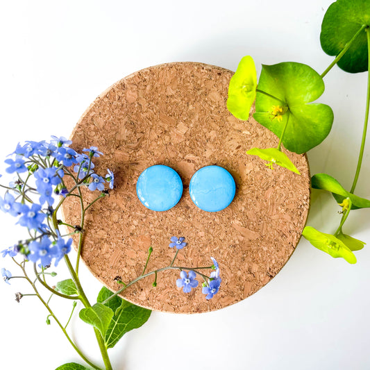 Large Circle Stud Earrings - Blue Mix - Rainbow Collection