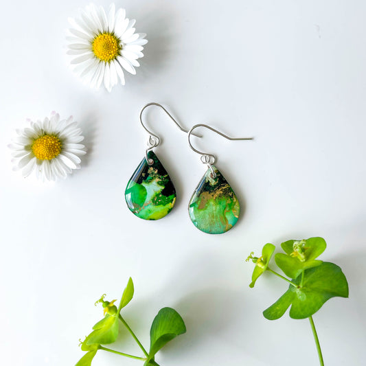Teardrop Drop Earrings - Green Mix - Rainbow Collection