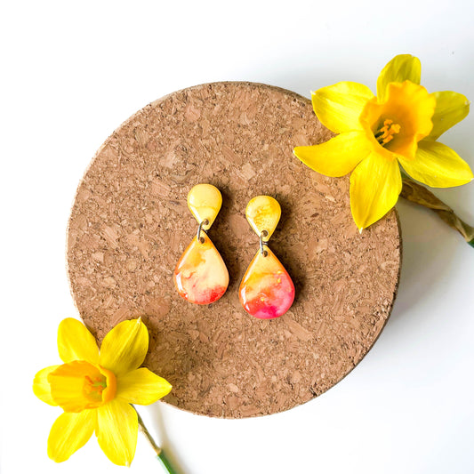 Teardrop Drop Earrings - Yellow Mix - Rainbow Collection