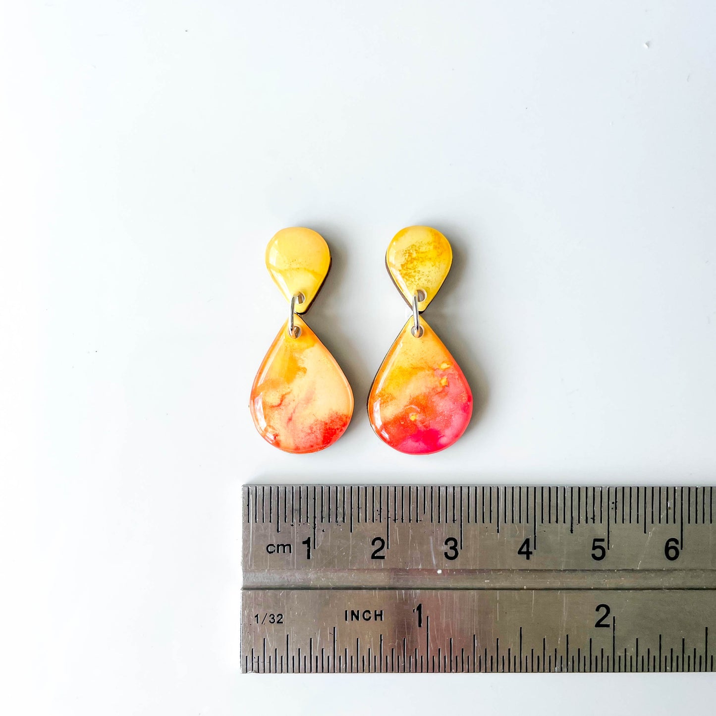 Teardrop Drop Earrings - Yellow Mix - Rainbow Collection