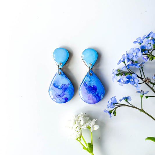 Teardrop Drop Earrings - Blue Mix - Rainbow Collection