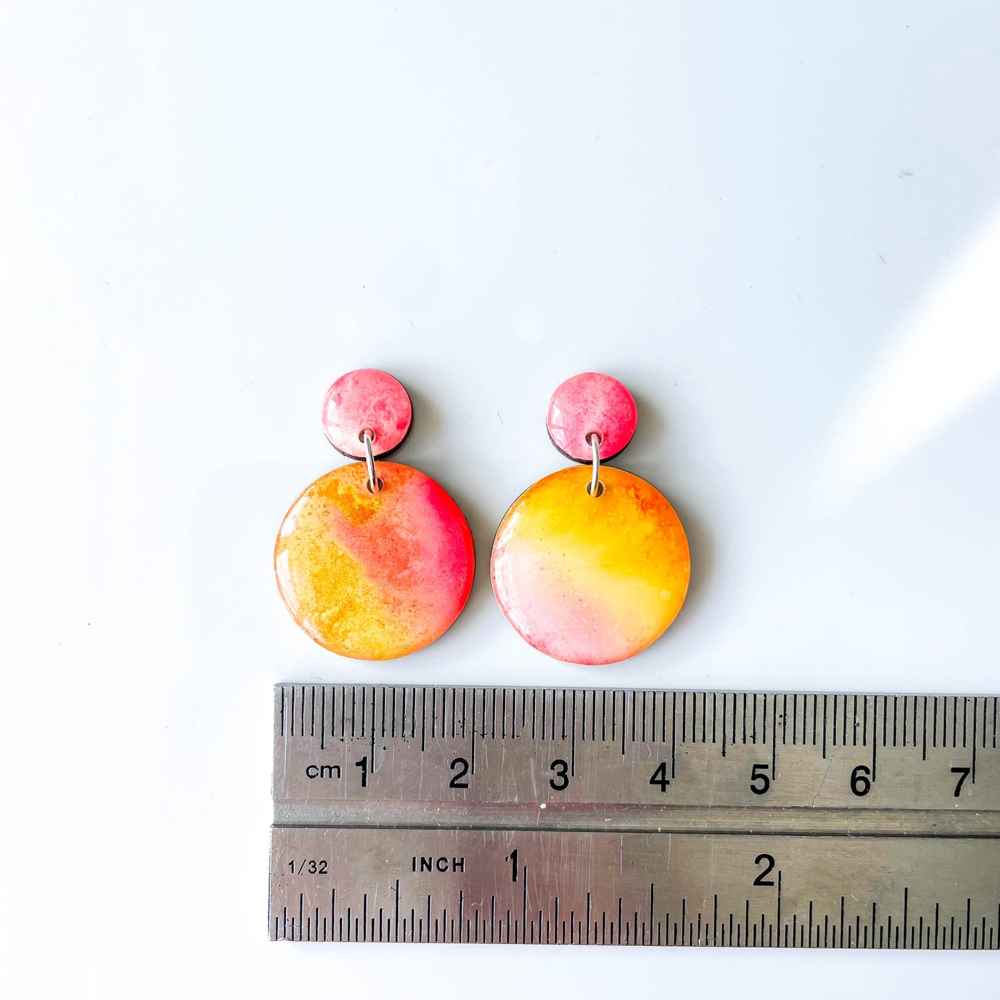 Circle Drop Earrings - Yellow Mix - Rainbow Collection