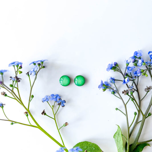 Circle Stud Earrings - Green Mix - Rainbow Collection