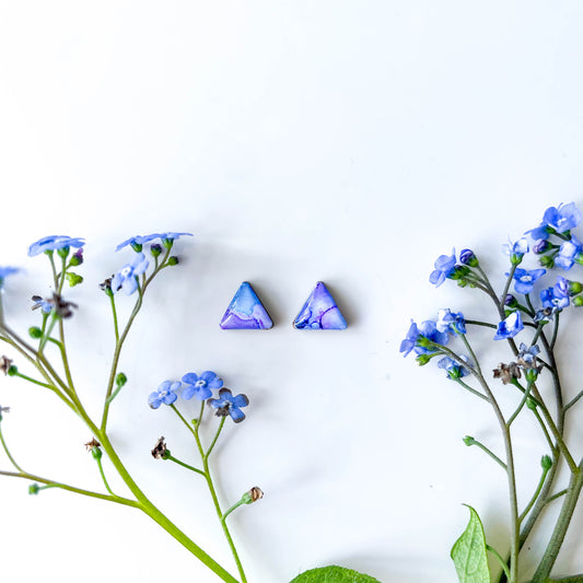 Triangle Stud Earrings - Purple Mix - Rainbow Collection