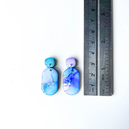 Rounded Pill Drop Earrings - Aqua Mix - Rainbow Collection